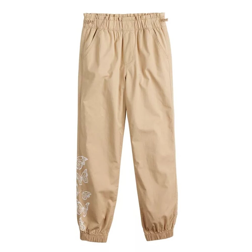 NEW Pink Velvet Butterfly Screen Print Parachute Pants Size 12